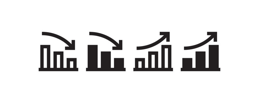 Business growth and decline chart icons Vector