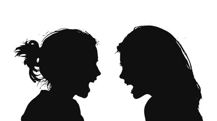 Two women yelling at each other in dramatic silhouette fight
