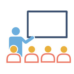 Team Briefing Icon –  business chart presentation, Manager Explaining Graph