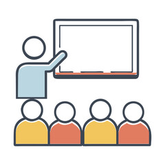 Team Briefing Icon –  business chart presentation, Manager Explaining Graph