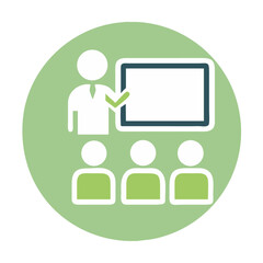 Team Briefing Icon –  business chart presentation, Manager Explaining Graph