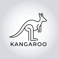 Black Kangaroo Logo Vector – Minimalist Line Art Animal Design, Modern Wildlife Emblem for Aussie Brands, Nature Logos & Eco Packaging
