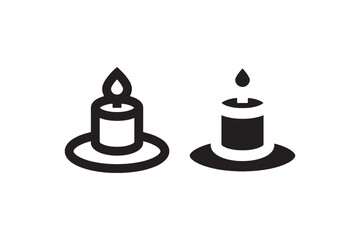 Candle icon in outline and filled style Vector
