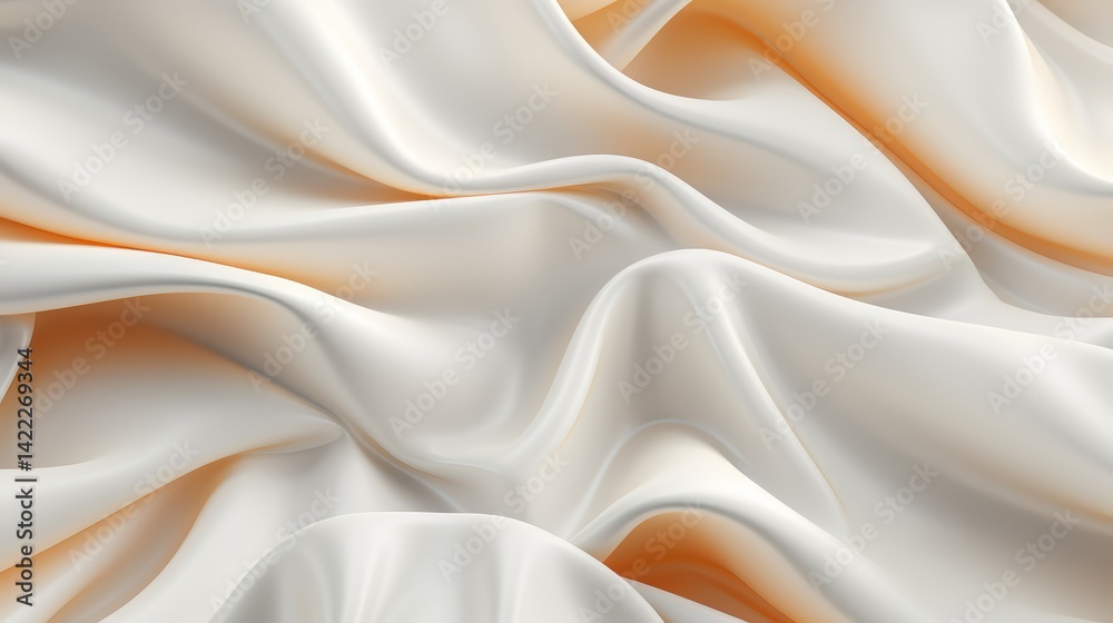 Leinwandbilder white fabric with a pattern of orange and yellow. the fabric is flowing and has a soft texture