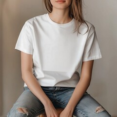 Fototapeta premium White shirt template for modern visual identity and branding.Generative AI