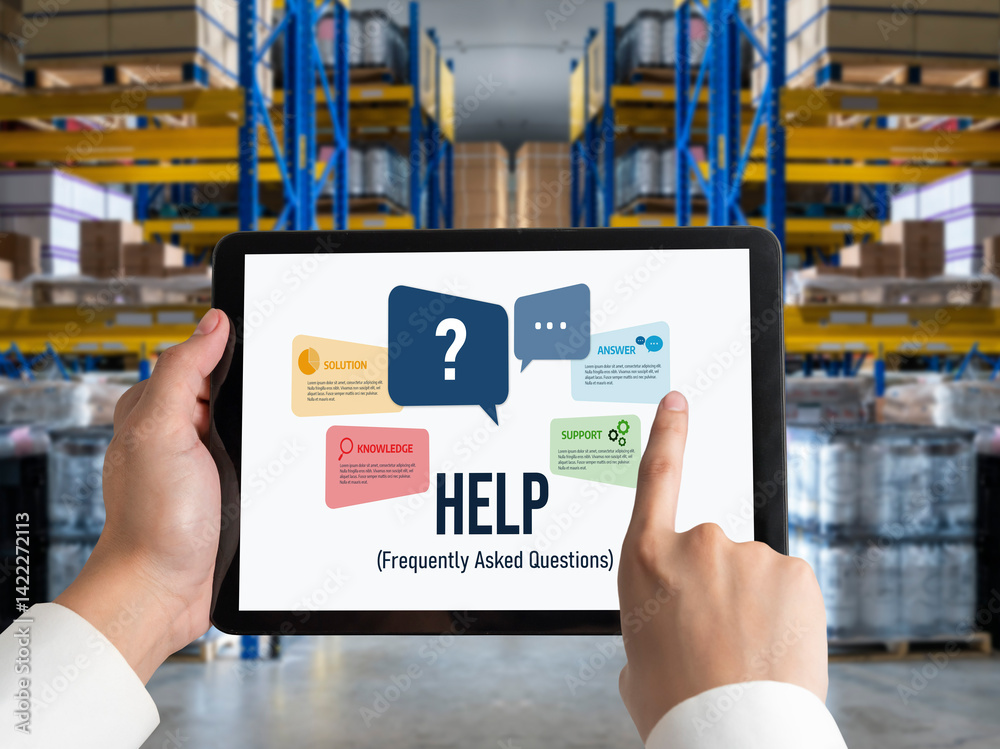 Poster help screen on the website provide answer to faq frequently asked question snugly with knowledge inf