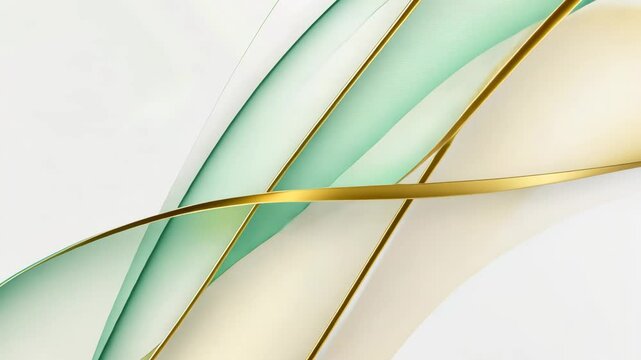 White Green Gold Smooth Wave Background Loop