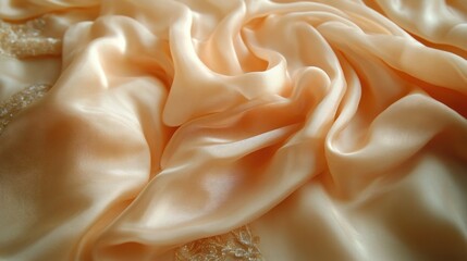 Obraz premium Waves of peach silk soft glowing with light delicately draped