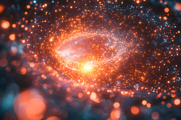 Fototapeta premium Vibrant abstract artwork. Suggests a cosmic tunnel or portal. Great for space-themed projects or digital art backdrops. Use for website backgrounds or wallpaper.