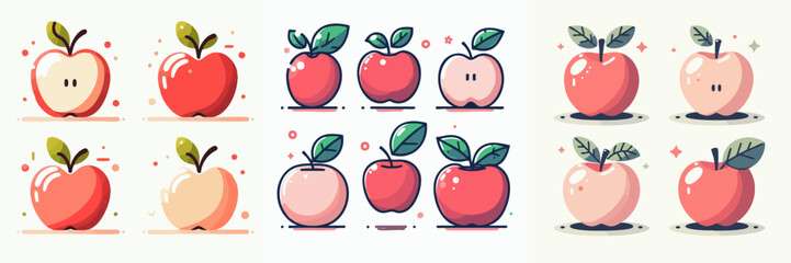 vector collection of fresh and delicious apple fruit