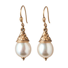 Obraz premium Pair Of Antique Pearl Earrings Isolated On Flat Li 6 on a transparent background