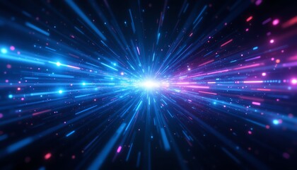 Obraz premium Dynamic burst of colorful light rays spreading.