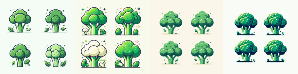 vector collection of fresh and delicious broccoli vegetables