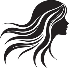 Silhouette of Woman with Hair Flowing in Wave Patterns