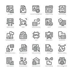 Data Management Icon pack for your website, mobile, presentation, and logo design. Data Management Icon outline design. Vector graphics illustration and editable stroke.