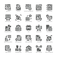 Data Management Icon pack for your website, mobile, presentation, and logo design. Data Management Icon solid design. Vector graphics illustration and editable stroke.
