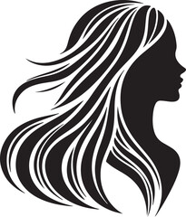 Silhouette of Woman with Hair Flowing in Wave Patterns