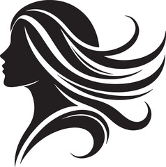 Silhouette of Woman with Hair Flowing in Wave Patterns