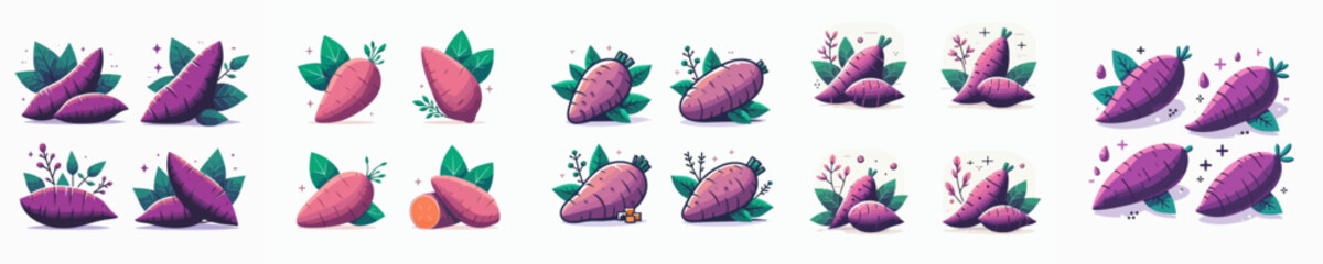 vector collection of fresh and delicious sweet potatoes
