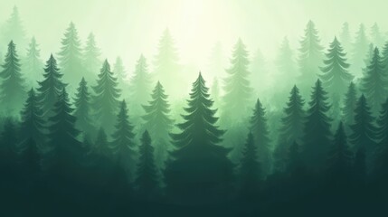 Fototapeta premium A scenic illustration of a dense forest landscape with many trees
