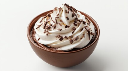 Fototapeta premium Delicious chocolate dessert topped with creamy whipped cream and shavings