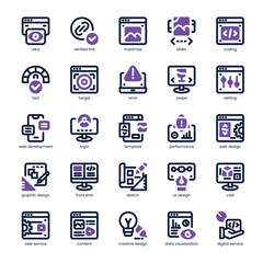 Responsive Website Icon pack for your website, mobile, presentation, and logo design. Responsive Website Icon dual tone design. Vector graphics illustration and editable stroke.