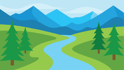 flowing stream in forest landscape background