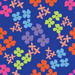 Cute floral pattern. Seamless vector pattern. Elegant template for fashion prints. Small pink and blue flowers for folk print. White background. Stock vector