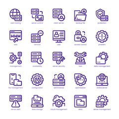 Server Management Icon pack for your website, mobile, presentation, and logo design. Server Management Icon line basic color design. Vector graphics illustration and editable stroke.