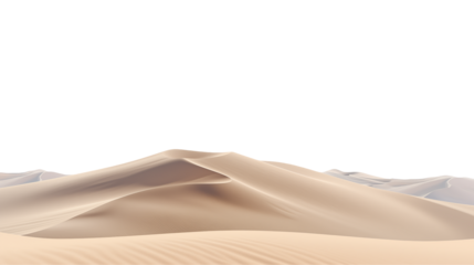 A desolate desert landscape featuring rolling sand dunes under a dark sky isolated on transparent background