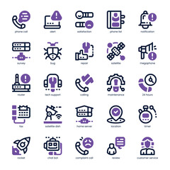 Tech Support Icon pack for your website, mobile, presentation, and logo design. Tech Support Icon dual tone design. Vector graphics illustration and editable stroke.