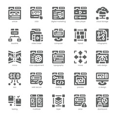 Web Design Icon pack for your website, mobile, presentation, and logo design. Web Design Icon solid design. Vector graphics illustration and editable stroke.