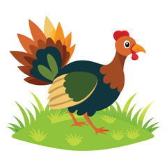 Turkey running in the field shilhotee vector isolated on white background 