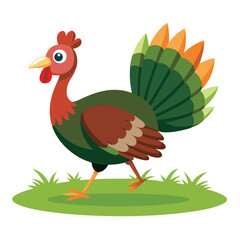 Turkey running in the field shilhotee vector isolated on white background 