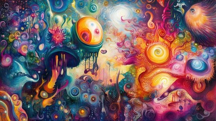 Obraz premium Vibrant abstract art with swirling colors.
