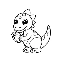 Fototapeten A fun and cute cartoon animal coloring page featuring a , lion, elephant, and other wild animals in a happy, playful scene © Rasel69