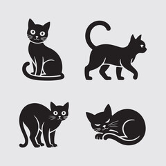 Cat silhouette, cat silhouette vector, cat head, sitting, logo, face, icon, outline, fluffy, animal, sketch