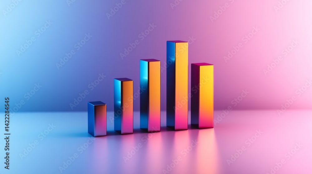 Poster a d business bar graph with colorful bars and shadow effects, representing key performance indicator