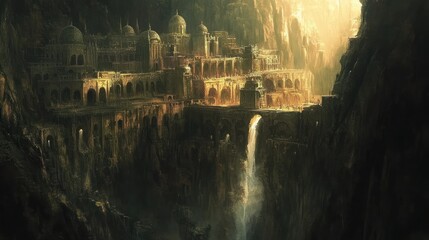 A massive underground city carved into the walls of a deep cavern --ar 16:9 --v 6.1 Job ID: 5c73501a-698d-4be6-be7c-67849f9b997f