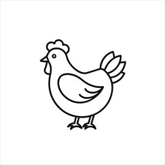 Chicken outline vector icon on white background