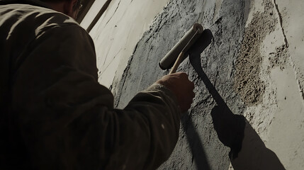 Fototapeta premium Worker Applying Plaster to a Wall