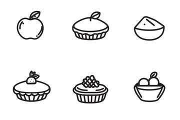 Apple Pie Line Drawing Icons