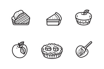 Apple Pie Line Drawing Icons