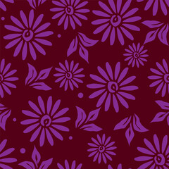 Vintage seamless floral pattern. Liberty style background of small mauve and lilac flowers. Small flowers scattered over a white background. Stock for printing on surfaces