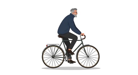 Fototapeta premium Man Rides Bicycle Vector Illustration