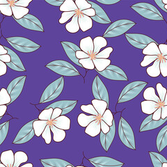 Elegant trendy vector ditsy floral seamless pattern design of beautiful abstract flowers and leaves. Foliage repeat texture background. Suitable for wallpaper, surface printing and textile