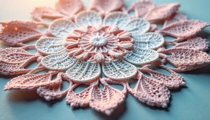 Obraz premium Intricate floral lace doily, delicate texture, lovely, refined, handmade