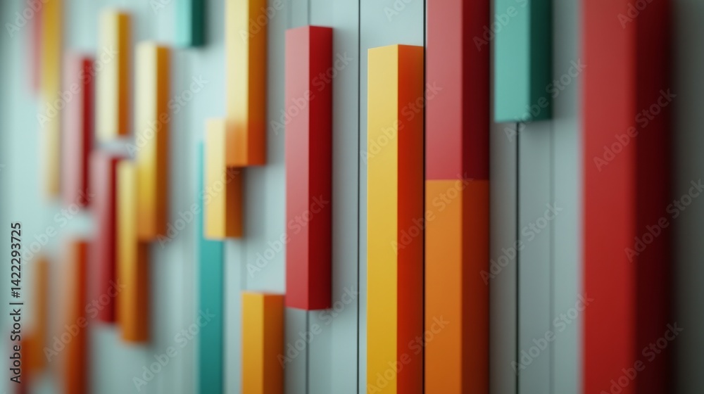 Poster A close-up of a business bar graph with gradient-colored bars representing quarterly profits, set against a light gray background for a clean and modern presentation.