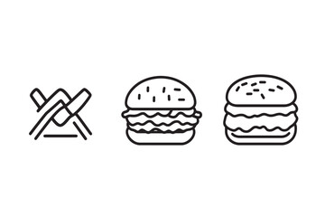 Bacon Sandwich Minimalist 2D Line Art Vector