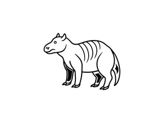 Obraz premium A black and white line drawing of a young Extinct Animals .